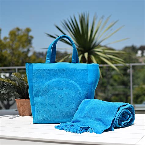 chanel beach bag|Chanel terry cloth beach bag.